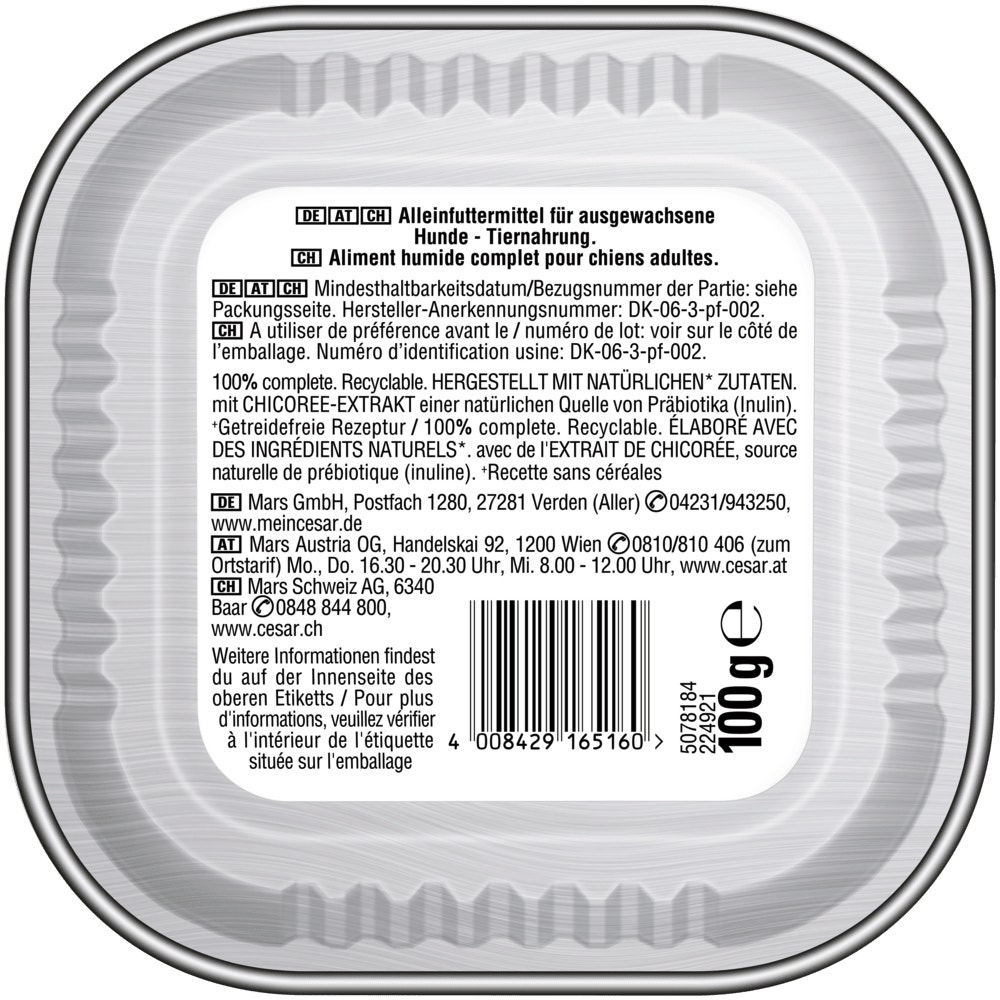 CESAR® NATURAL GOODNESS™ Casserole in Sauce mit Huhn, ohne Getreide, mit Superfoods, 100g - 2